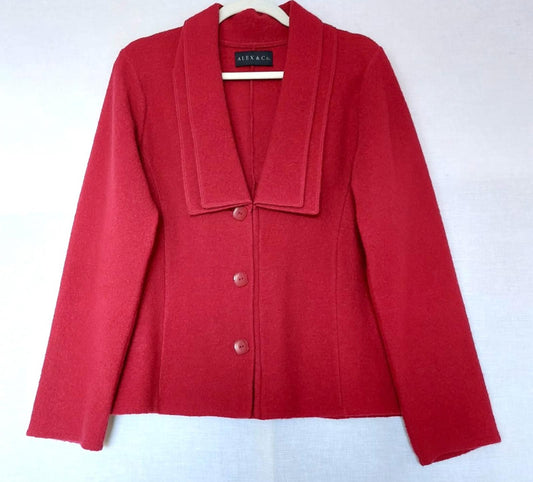 ALEX & CO Jacket 12 Red Wool Buttons Double Layered Collar