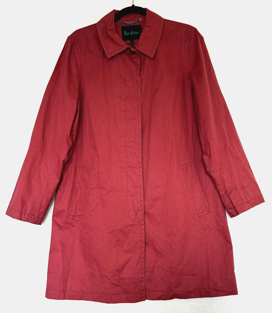 BODEN Trench Coat 12 Pinky Red Waxed Button Through Lined Pockets