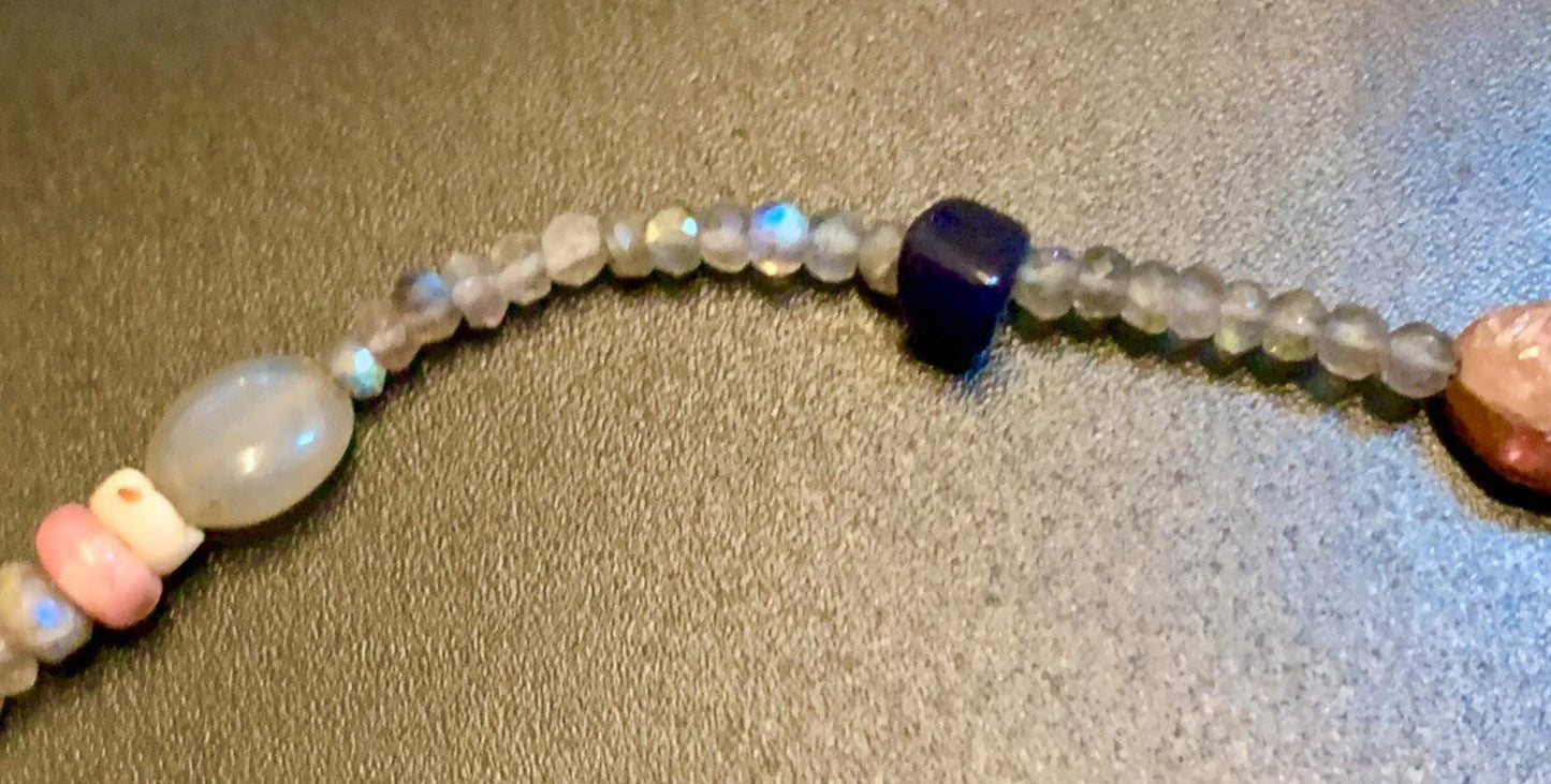 Necklace 24 ins Boho Labradorite Quartz Crystal Mixed Stones