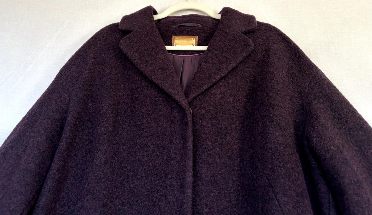 PER UNA Coat 16 Deep Purple Lined Mid-Length Wool Blend Pockets
