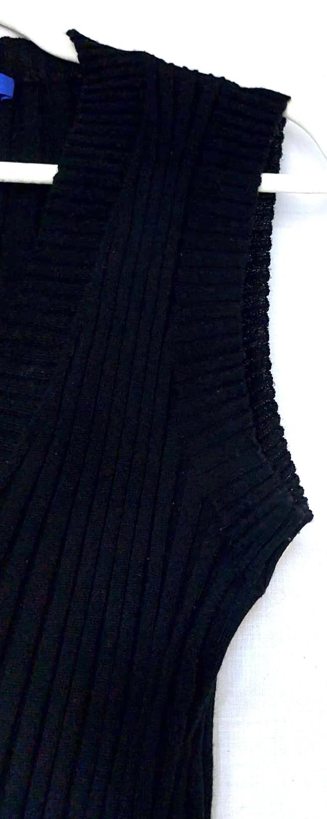 WINSER LONDON Tank Top Large Black Pure Merino Wool Ribbed V-Neck Sleeveless
