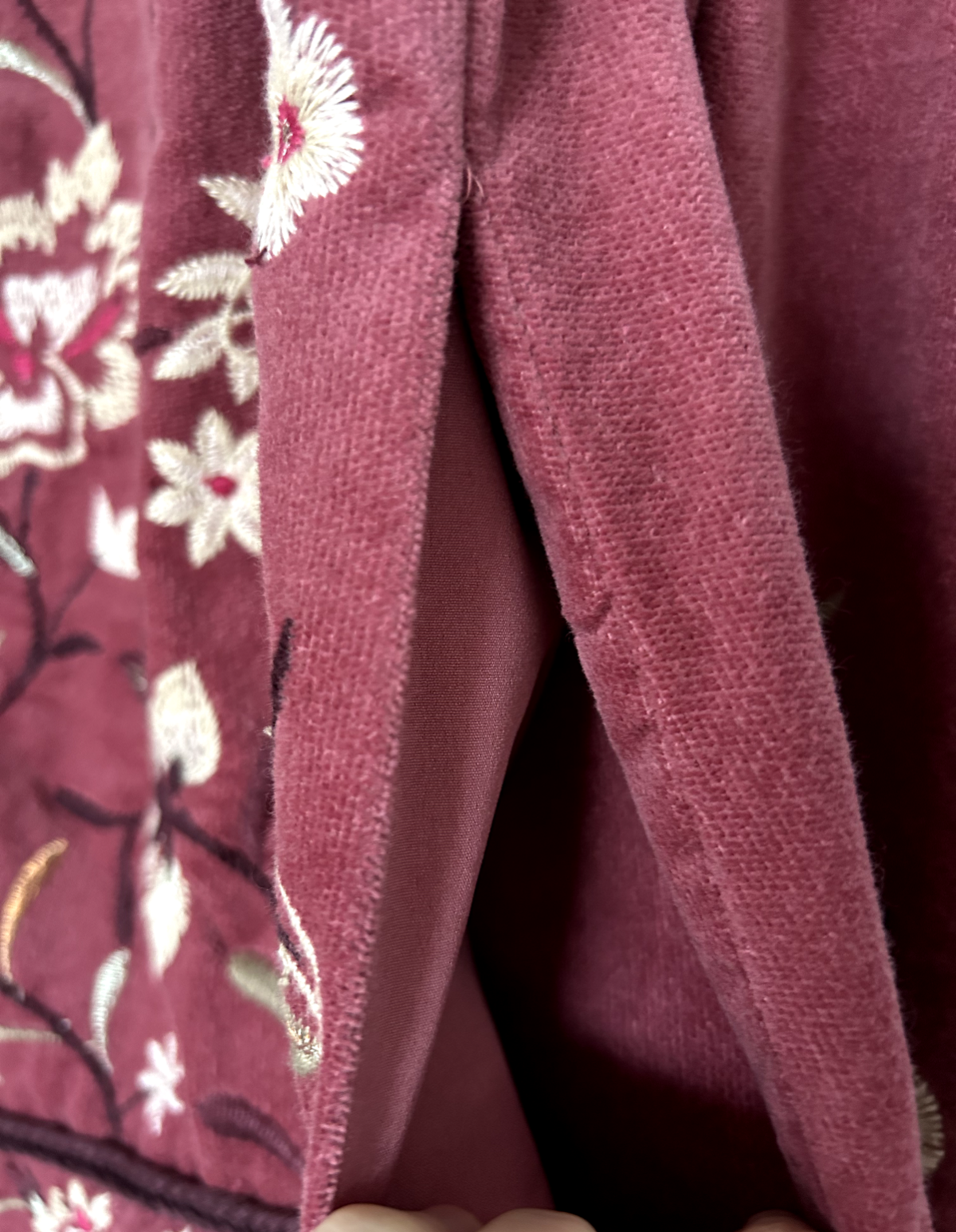MONSOON Jacket 14 Rose Velvet Embroidered Pockets Long Sleeves BNWT