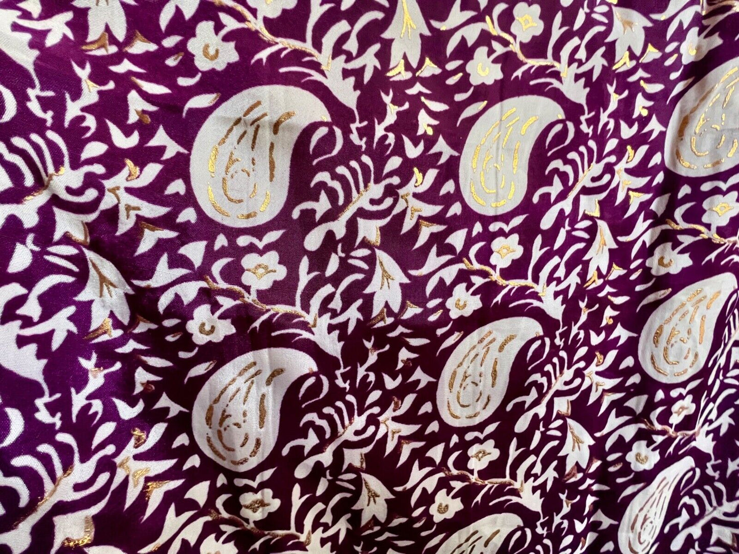 Silk Dress OS Purple Paisley Batwing Sleeve Tiered Ruffle Maxi Length BNWT