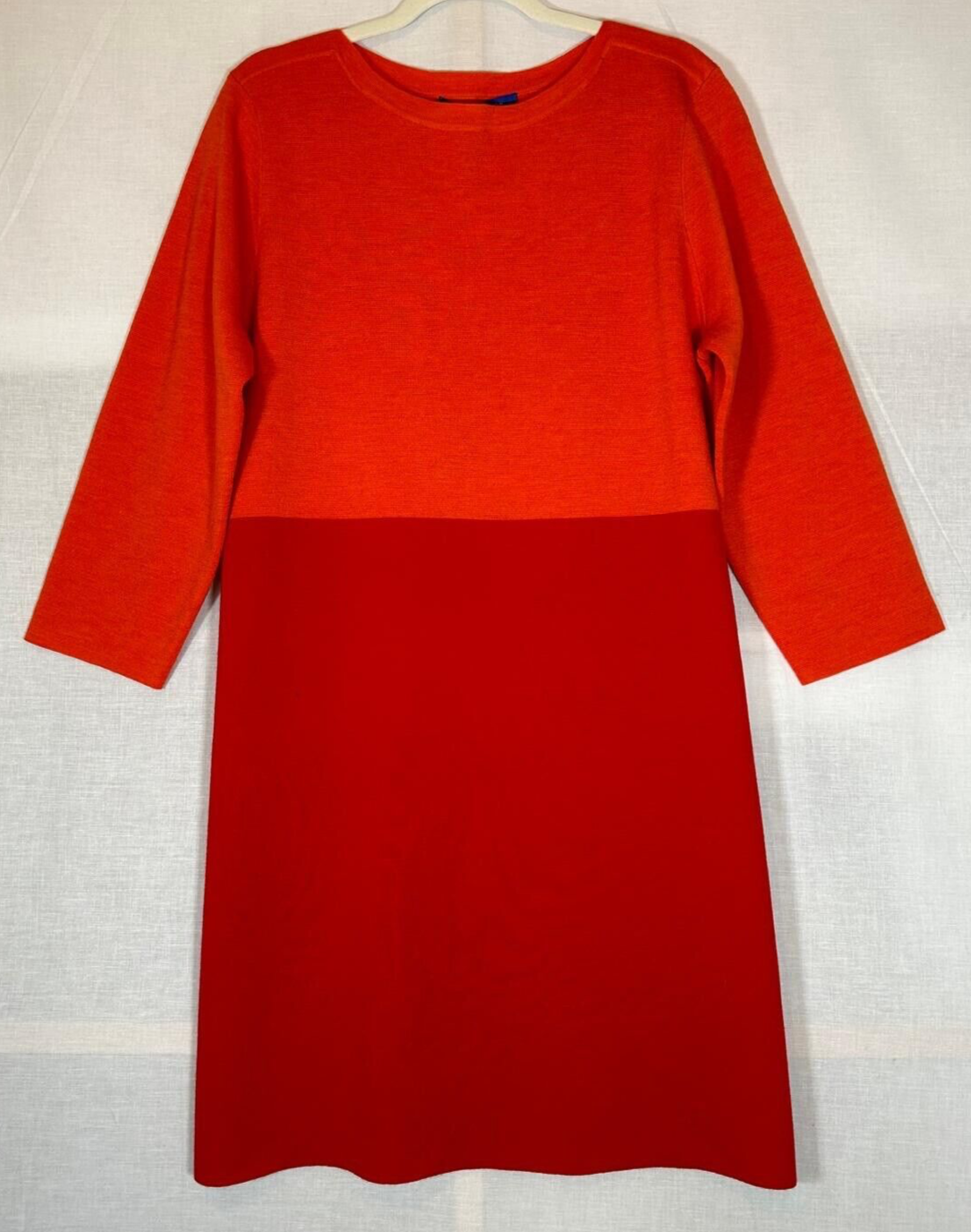 WINSER LONDON Dress Large 100% Merino Wool Orange & Red Knitted BNWT