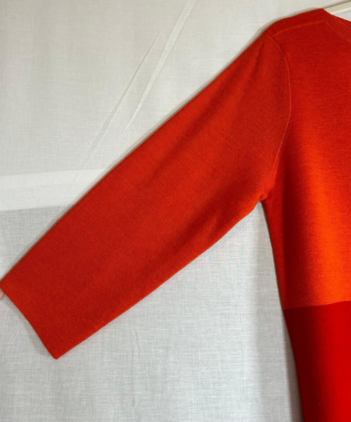 WINSER LONDON Dress Large 100% Merino Wool Orange & Red Knitted BNWT