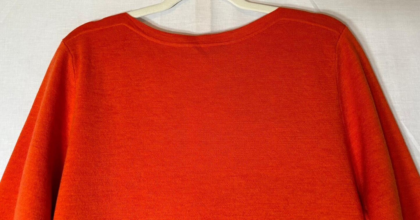 WINSER LONDON Dress Large 100% Merino Wool Orange & Red Knitted BNWT