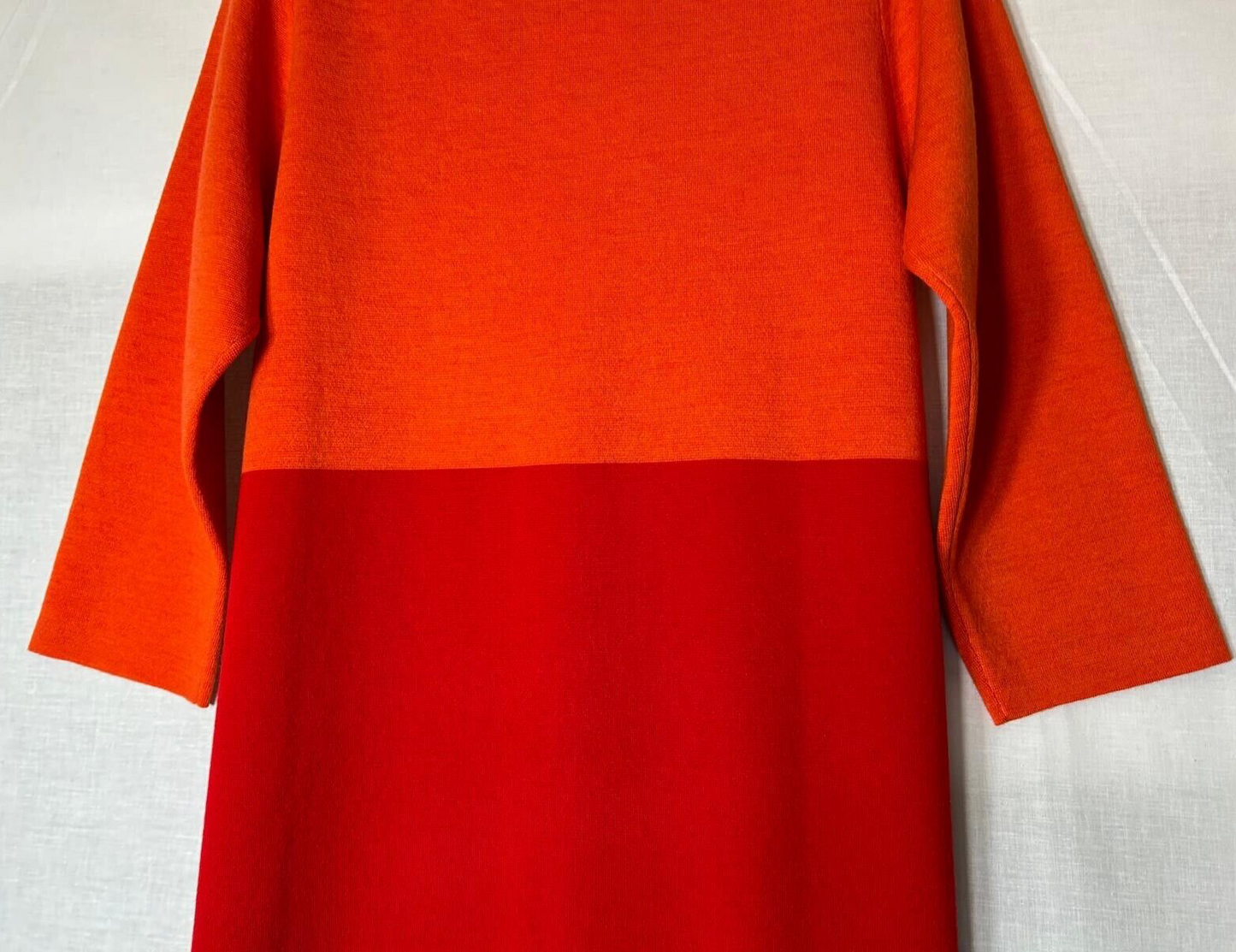 WINSER LONDON Dress Large 100% Merino Wool Orange & Red Knitted BNWT