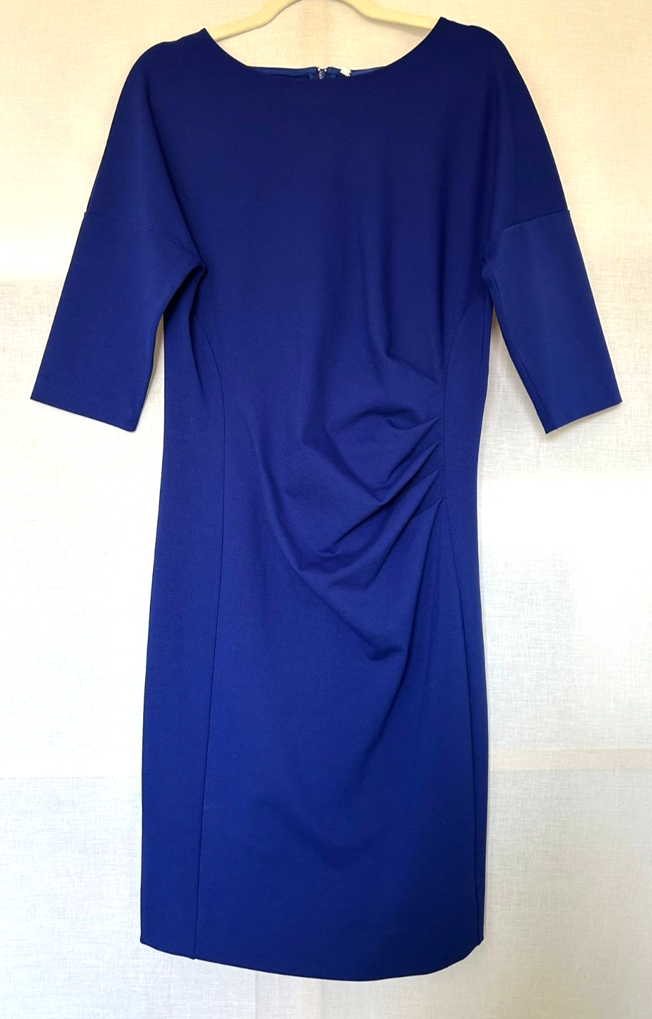 WINSER LONDON Dress 14 Royal Blue 3/4 Sleeves Fitted Round Neckline BNWT