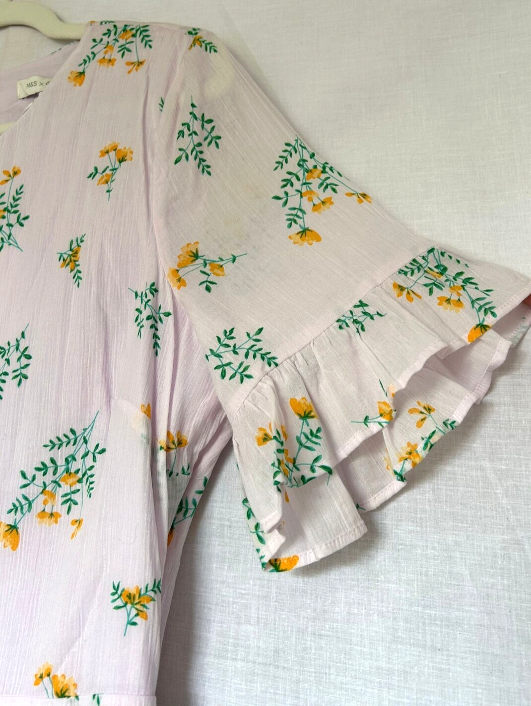 GHOST X M&S Dress 12 Cotton Lined Pale Lilac Midi Floral Tea Dress Style BNWT