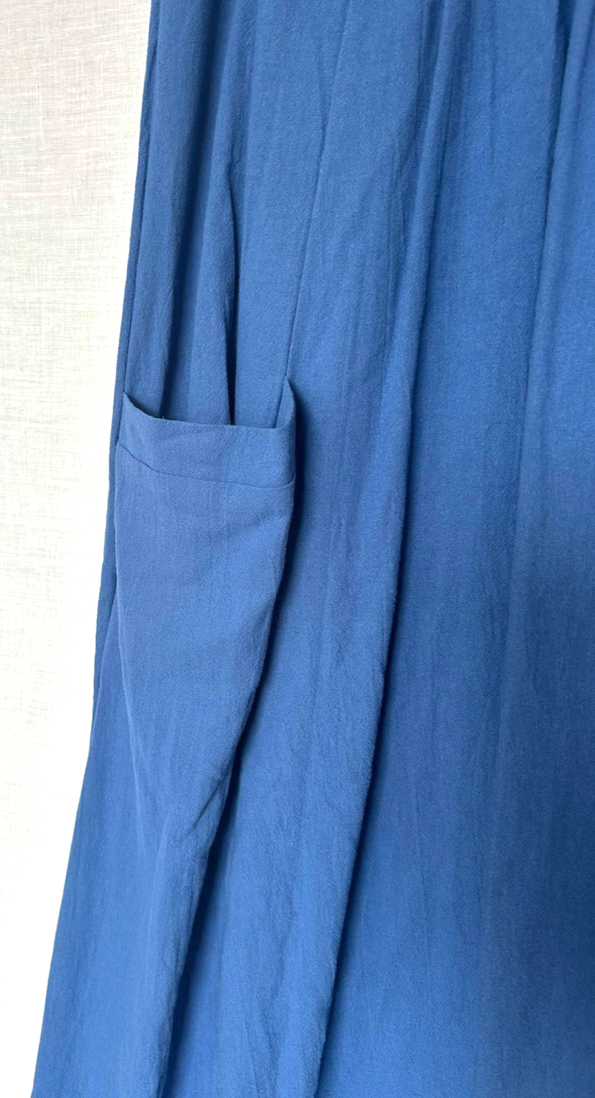 Dress Medium Blue Cotton Sleeveless Round Neckline Pockets Maxi Length (Pre-Loved)