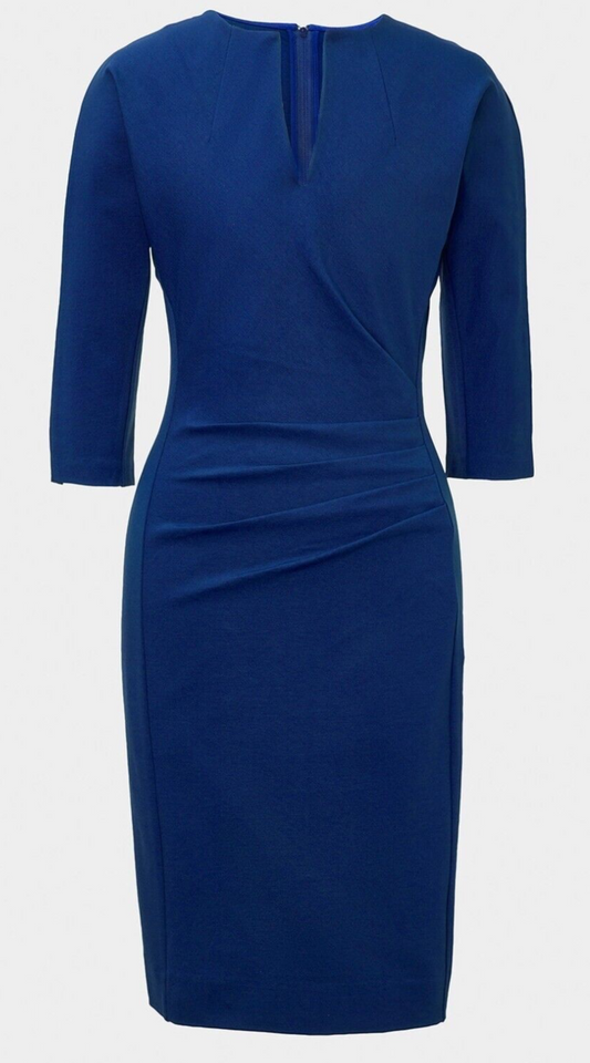 WINSER LONDON Dress 14 Royal Blue 3/4 Sleeves Fitted Round Neckline BNWT