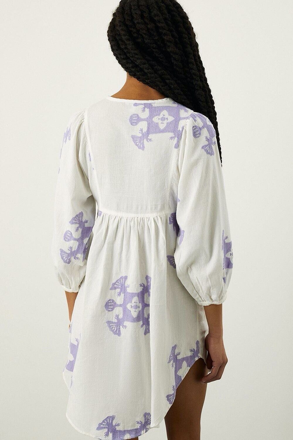 MONSOON Tunic Dress Medium Cotton Embroidered Tassel Beach Collection BNWT