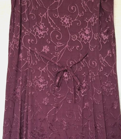 Dress 14 Purple Sleeveless Round Neck Embroidered Midi Length Ties at Back (Pre-Loved)