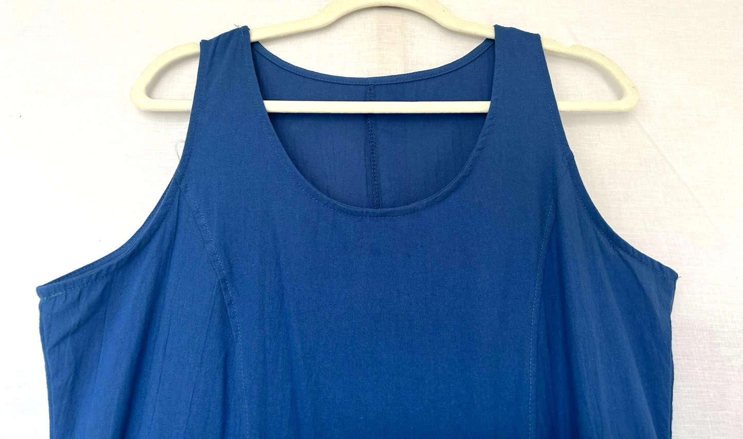 Dress Medium Blue Cotton Sleeveless Round Neckline Pockets Maxi Length (Pre-Loved)