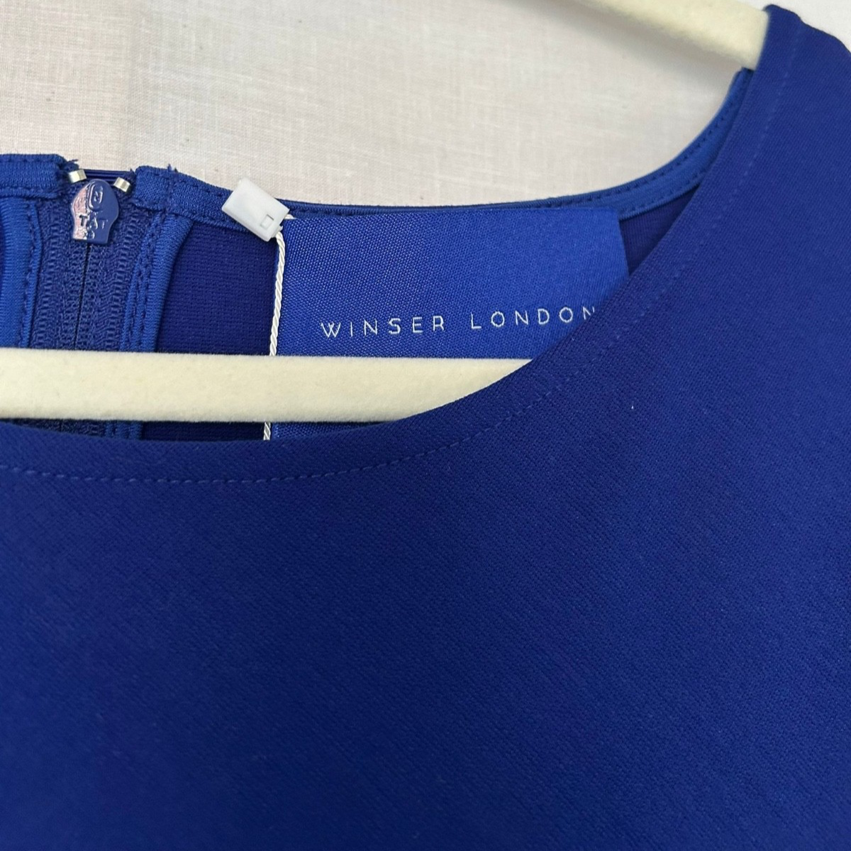 WINSER LONDON Dress 14 Royal Blue 3/4 Sleeves Fitted Round Neckline BNWT