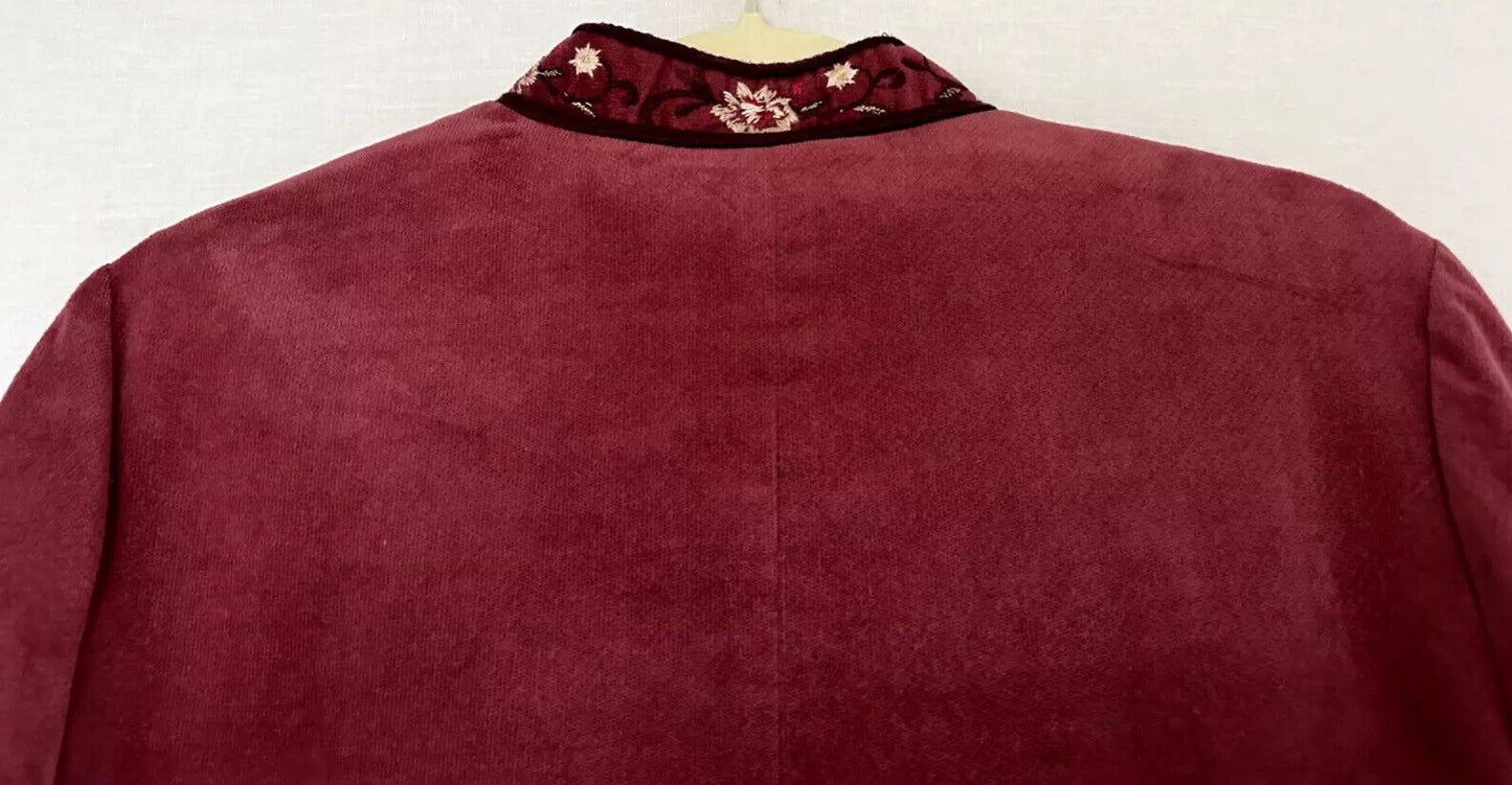 MONSOON Jacket 14 Rose Velvet Embroidered Pockets Long Sleeves BNWT
