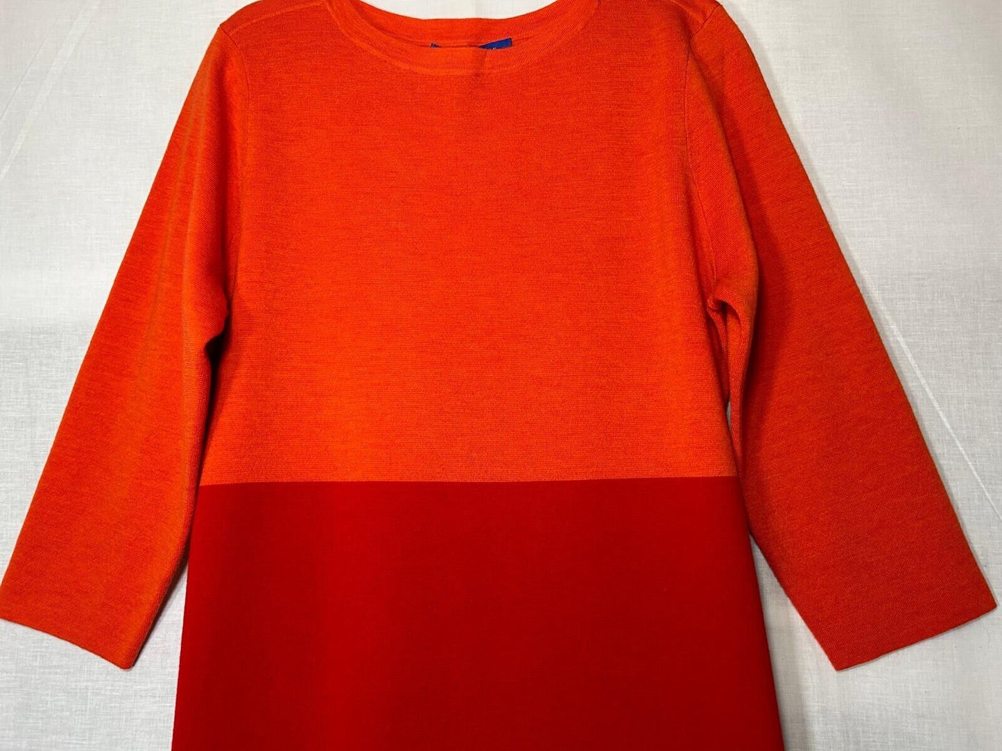 WINSER LONDON Dress Large 100% Merino Wool Orange & Red Knitted BNWT
